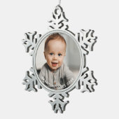 Keepake Baby Foto Personalisiert Schneeflocken Zinn-Ornament (Rechts)