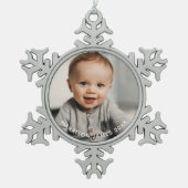 Keepake Baby Foto Personalisiert Schneeflocken Zinn-Ornament (Vorderseite)