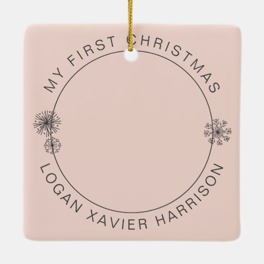 Keepake Baby's erstes Weihnachtsfest-Foto Keramikornament (Rückseite)