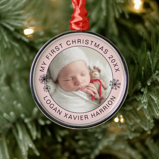 Keepake Baby's erstes Weihnachtsfest-Foto Ornament Aus Metall (Baum)