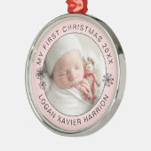 Keepake Baby's erstes Weihnachtsfest-Foto Ornament Aus Metall (Links)