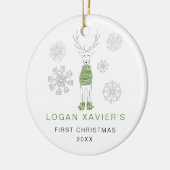 Keepake Baby's First Christmas Rentier Foto Keramik Ornament (Links)