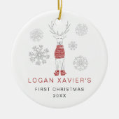 Keepake Baby's First Christmas Rentier Foto Keramik Ornament (Vorne)