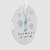 Keepake Baby's First Christmas Rentier Foto Ornament (Vorderseite)