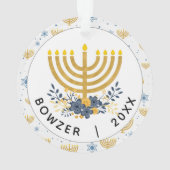 Keepake Baby's oder Pet's First Hanukkah Foto Ornament (Rückseite)