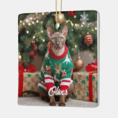 Keepake Cornish Rex Cat Weihnachten Personalisiert Keramikornament (Links)
