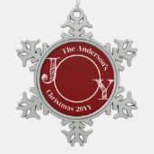 Keepake Familie Foto Freude Moderne Minimalistisch Schneeflocken Zinn-Ornament (Vorderseite)