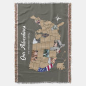 Keepake Familie Reisen USA Foto Collage Throw Bla Decke (Vorderseite Vertikal)