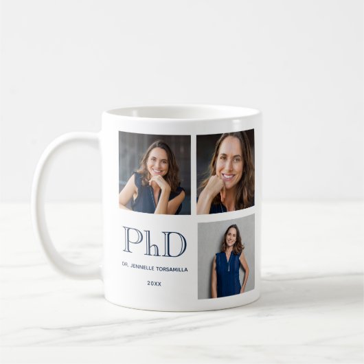 Keepake Foto Blue PhD Abschluss Kaffeetasse (Links)