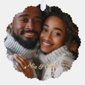 Keepake Foto Bow Bells Erste Weihnachts Verlobt Ornament Karte (Rückseite)