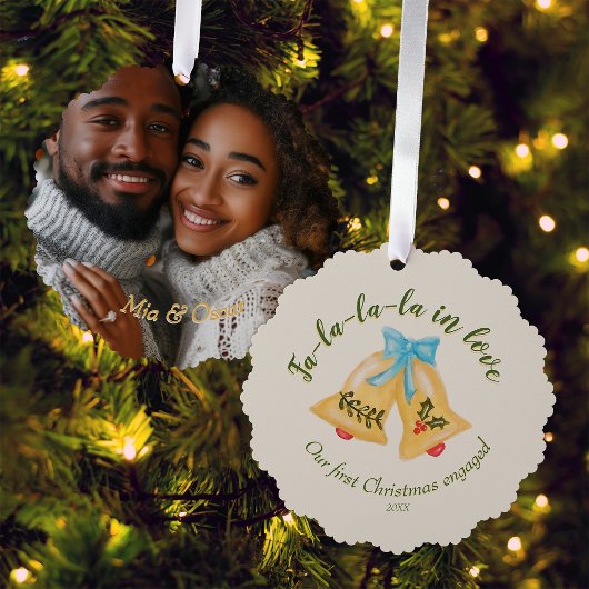 Keepake Foto Bow Bells Erste Weihnachts Verlobt Ornament Karte