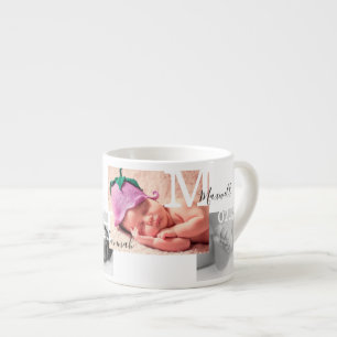 Keepake Foto Collage Birth Ankündigung Espressotasse