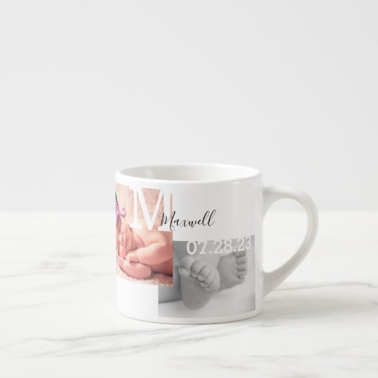 Keepake Foto Collage Geburtsankündigung Espressotasse (Rechts)