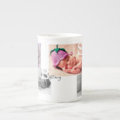 Keepake Foto Collage Geburtsankündigung Porzellantasse (Vorderseite)