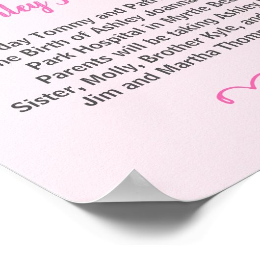 Keepake Foto Geburtshinweis Poster (Ecke)