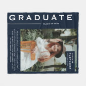 Keepake Foto & Quote Abschluss Geschenk Navy Blue Fleecedecke (Vorderseite (Horizontal))