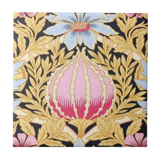 Keepake Keramik Tile - Art Nouveau Floral Pattern Fliese (Vorderseite)