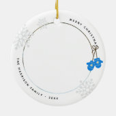 Keepake Modern Blue Mittens Foto Keramik Ornament (Hinten)