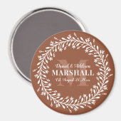 Keepake Newlyly Couple Orange Wreath Monogram Magnet (Vorderseite/Rückseite)