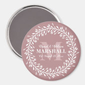 Keepake Newlyly Couple Pink Wreath Monogram Magnet (Vorderseite/Rückseite)