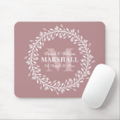 Keepake Newlyly Couple Pink Wreath Monogram Mousepad (Mit Mouse)