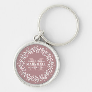 Keepake Newlyly Couple Pink Wreath Monogram Schlüsselanhänger