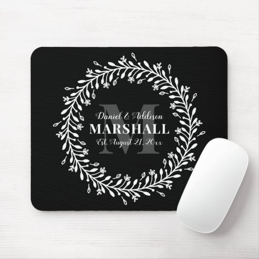 Keepake Newlyly Couple Wreath Monogram Name Mousepad (Mit Mouse)