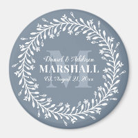 Keepake Newlysed Couple Blue Wreath Monogram