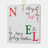 Keepake Paare Foto Festivals Farbiges Erstes Weihn Keramikornament (Links)