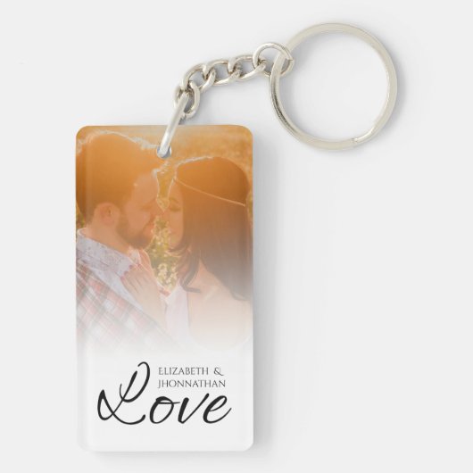 Keepake Pärchen Foto- und Textnamen Skript-Liebe Schlüsselanhänger (Rückseite)