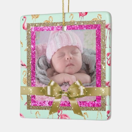 Keepake Pink und Aquamarin Flamingo Ornament New B (Links)