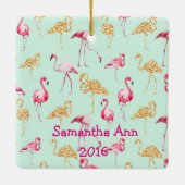 Keepake Pink und Aquamarin Flamingo Ornament New B (Rückseite)
