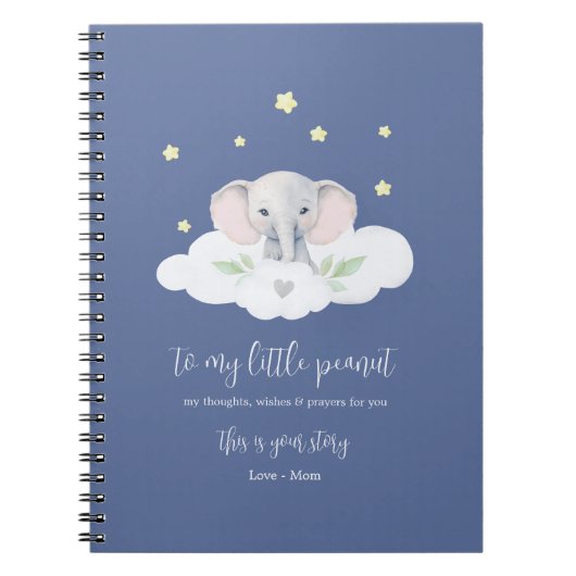Keepake Pregnancy Journal Blue Modern Elephant Notizblock (Vorderseite)