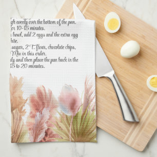 Keepake Recipe Geschenk Elegante Boho Pampas Grass Geschirrtuch