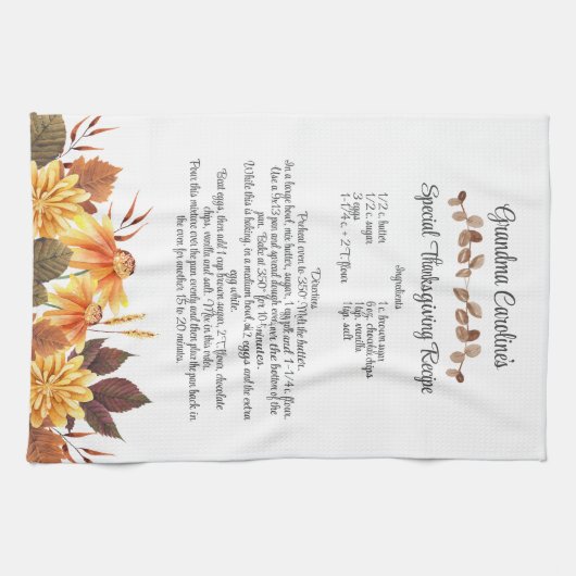 Keepake Rezept Erntedank Herbst Geschenk Geschirrtuch (Horizontal)