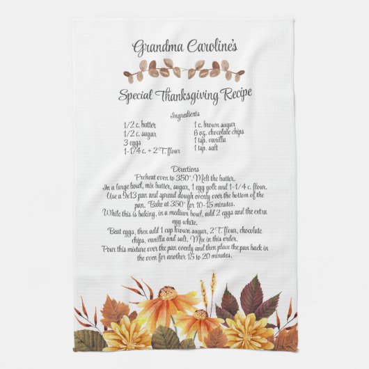 Keepake Rezept Erntedank Herbst Geschenk Geschirrtuch (Vertikal)