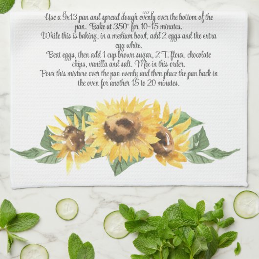 Keepake Rezept Vorlage Wasserfarben Sonnenblumenge Geschirrtuch (Gefaltet)