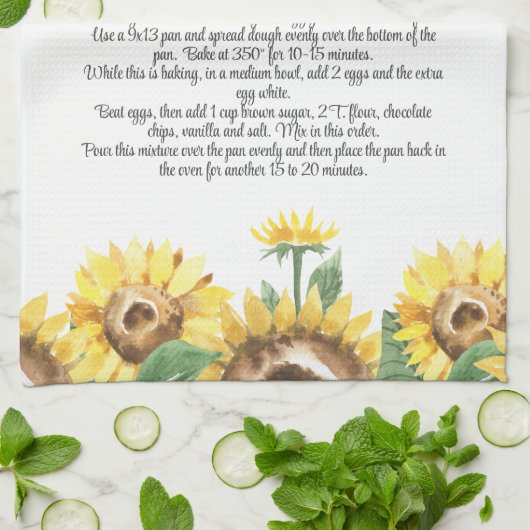 Keepake Rezept Vorlage Wasserfarben Sonnenblumenge Geschirrtuch (Gefaltet)