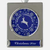 Keepake Snowflake Rentierfest Weihnachten Banner-Ornament Silber (Vorderseite)