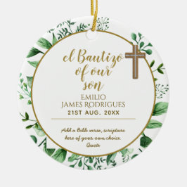 Keepake Taufe BAUTIZO Gift Gold mit Schrift Keramik Ornament