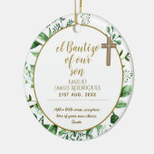 Keepake Taufe BAUTIZO Gift Gold mit Schrift Keramik Ornament (Links)