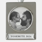 Keepake Weihnachts-Foto Banner-Ornament Silber (Vorderseite)