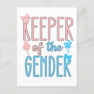Keeper of Gender Reveal Boy Girl Pink Blue Einladungspostkarte