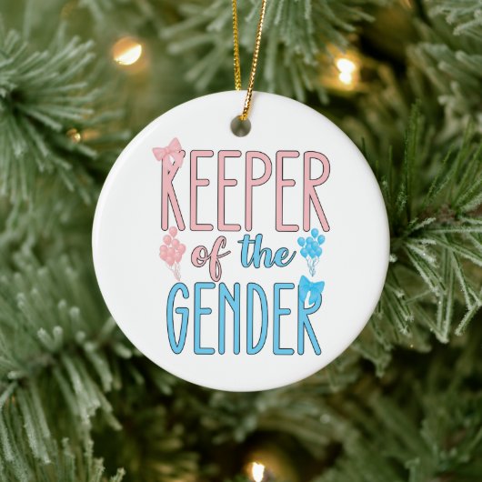 Keeper of Gender Reveal Boy Girl Pink Blue Keramik Ornament (Baum)