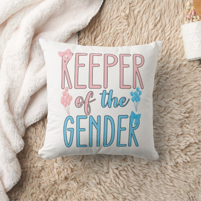 Keeper of Gender Reveal Boy Girl Pink Blue Kissen (Decke)