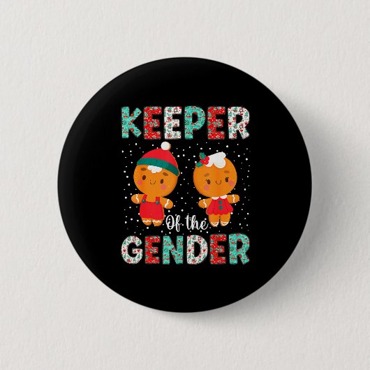 Keeper Of The Gender Funny Christmas Shirt Gingerb Button (Vorderseite)