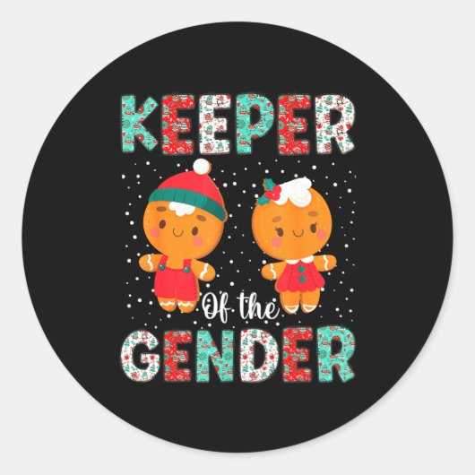 Keeper Of The Gender Funny Christmas Shirt Gingerb Runder Aufkleber (Vorderseite)