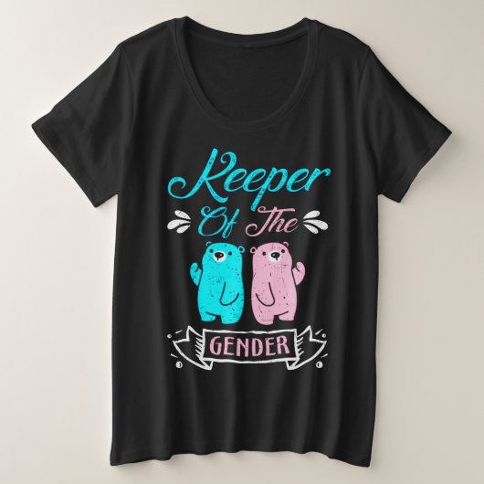 Keeper of the Gender Pink and Blue Teddy Bear Große Größe T-Shirt (Design vorne)
