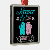 Keeper of the Gender Pink and Blue Teddy Bear Ornament Aus Metall (Rechts)