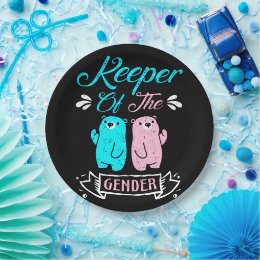 Keeper of the Gender Pink and Blue Teddy Bear Pappteller (Party)